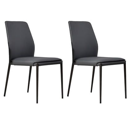 Faux Leather Parsons Dining Chair Dining Room Upholstered Chair Dark Gray 2 Piece Set Clearhalo 'Dining Chairs' 'Dining Tables & Seating' 'dining_chair' 'furn' 'furn_dining_chair' 'Furniture' 'Kitchen & Dining Furniture' 7075127