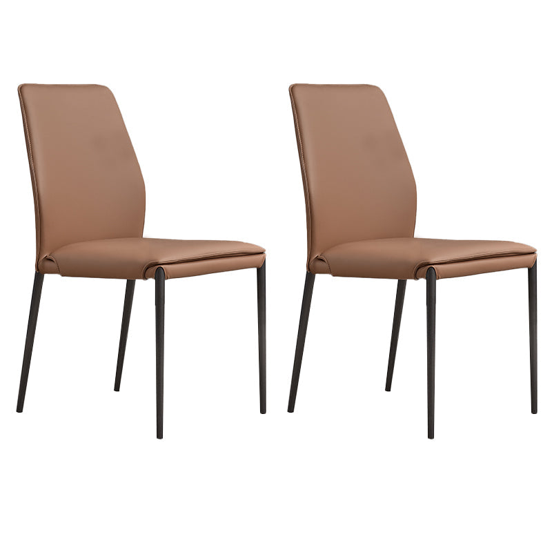 Faux Leather Parsons Dining Chair Dining Room Upholstered Chair Brown 2 Piece Set Clearhalo 'Dining Chairs' 'Dining Tables & Seating' 'dining_chair' 'furn' 'furn_dining_chair' 'Furniture' 'Kitchen & Dining Furniture' 7075129