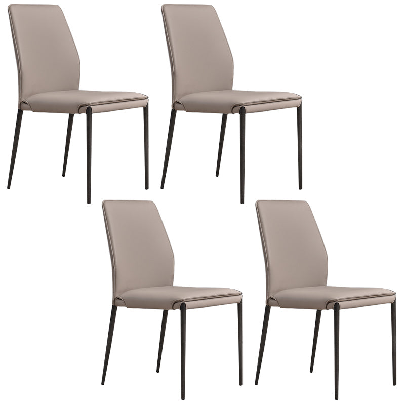 Faux Leather Parsons Dining Chair Dining Room Upholstered Chair Light Gray 4 Piece Set Clearhalo 'Dining Chairs' 'Dining Tables & Seating' 'dining_chair' 'furn' 'furn_dining_chair' 'Furniture' 'Kitchen & Dining Furniture' 7075135