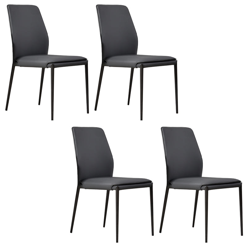 Faux Leather Parsons Dining Chair Dining Room Upholstered Chair Dark Gray 4 Piece Set Clearhalo 'Dining Chairs' 'Dining Tables & Seating' 'dining_chair' 'furn' 'furn_dining_chair' 'Furniture' 'Kitchen & Dining Furniture' 7075138