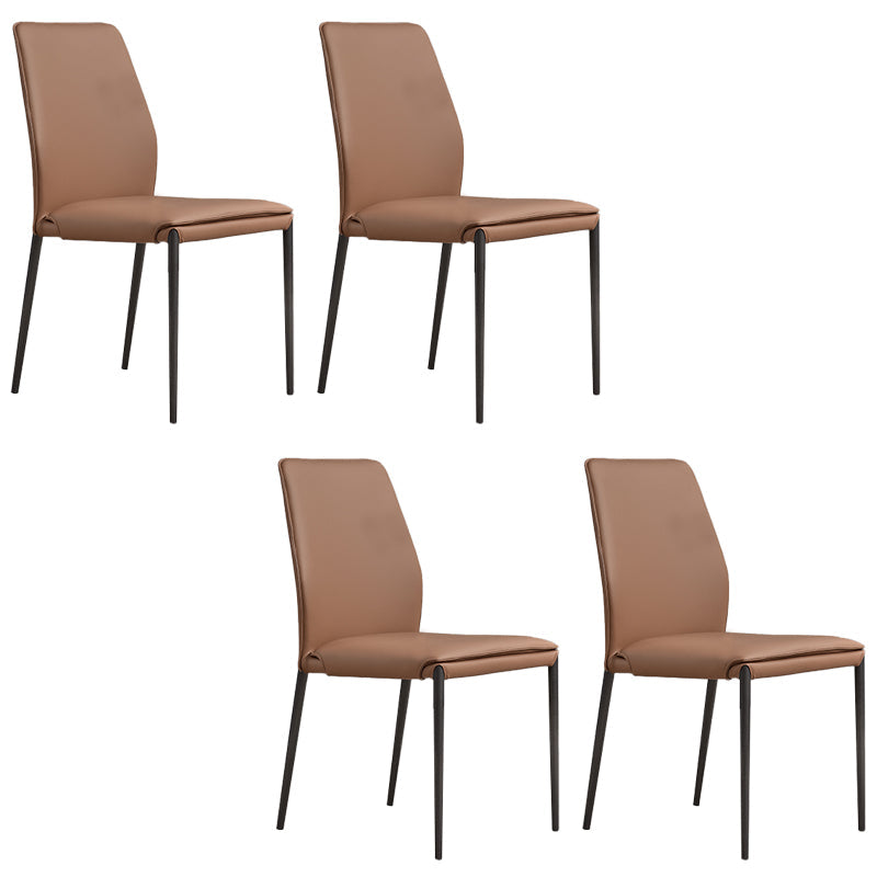 Faux Leather Parsons Dining Chair Dining Room Upholstered Chair Brown 4 Piece Set Clearhalo 'Dining Chairs' 'Dining Tables & Seating' 'dining_chair' 'furn' 'furn_dining_chair' 'Furniture' 'Kitchen & Dining Furniture' 7075140