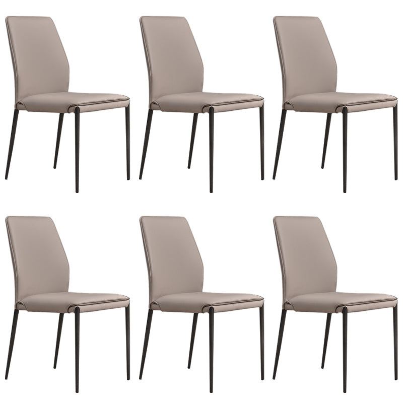 Faux Leather Parsons Dining Chair Dining Room Upholstered Chair Light Gray 6 Piece Set Clearhalo 'Dining Chairs' 'Dining Tables & Seating' 'dining_chair' 'furn' 'furn_dining_chair' 'Furniture' 'Kitchen & Dining Furniture' 7075143