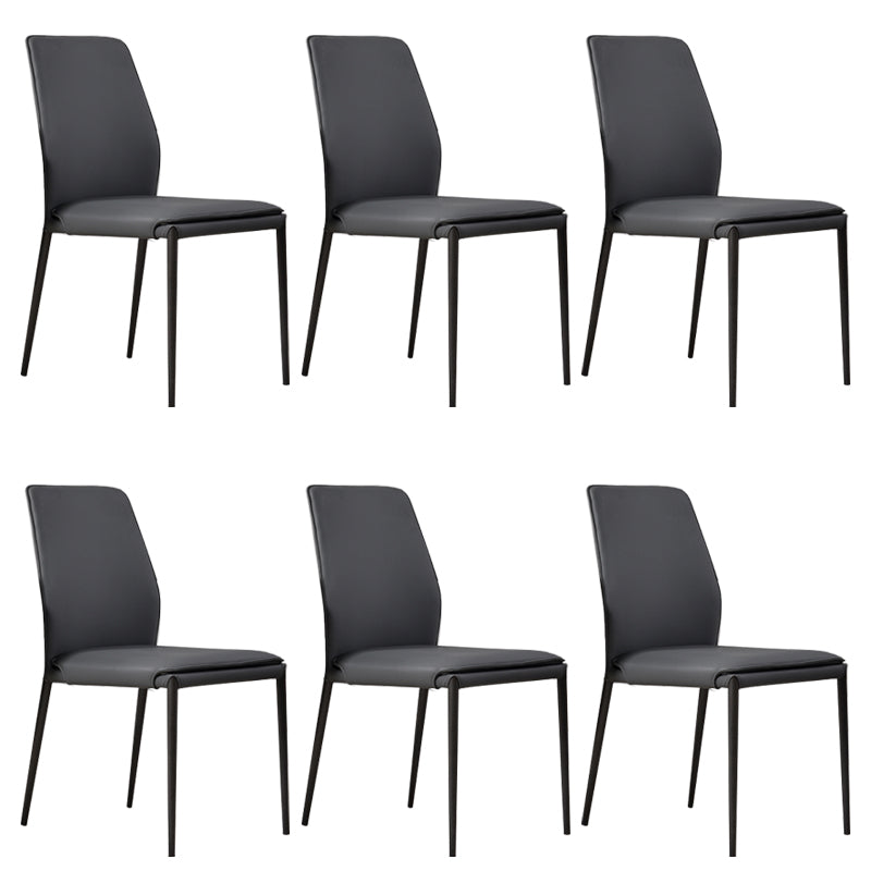 Faux Leather Parsons Dining Chair Dining Room Upholstered Chair Dark Gray 6 Piece Set Clearhalo 'Dining Chairs' 'Dining Tables & Seating' 'dining_chair' 'furn' 'furn_dining_chair' 'Furniture' 'Kitchen & Dining Furniture' 7075144