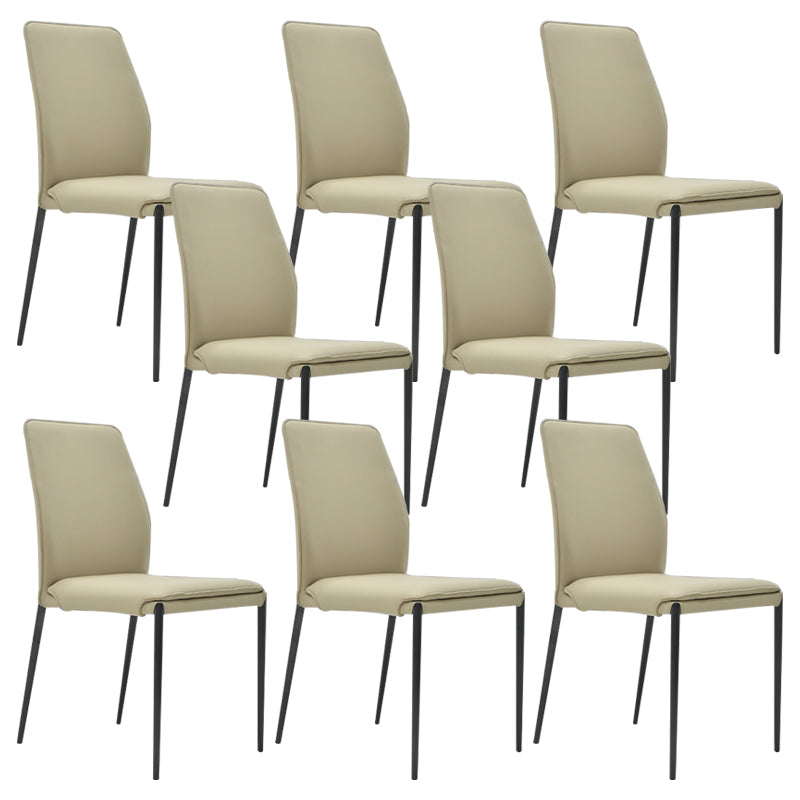 Faux Leather Parsons Dining Chair Dining Room Upholstered Chair Cream Gray 8 Piece Set Clearhalo 'Dining Chairs' 'Dining Tables & Seating' 'dining_chair' 'furn' 'furn_dining_chair' 'Furniture' 'Kitchen & Dining Furniture' 7075146