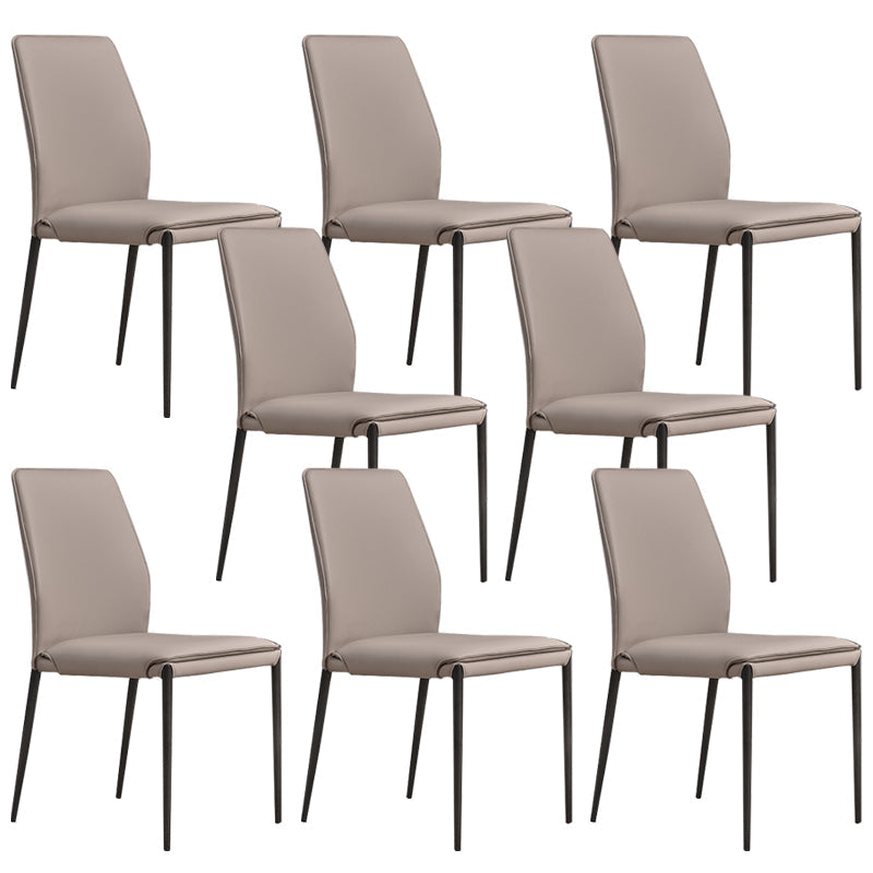 Faux Leather Parsons Dining Chair Dining Room Upholstered Chair Light Gray 8 Piece Set Clearhalo 'Dining Chairs' 'Dining Tables & Seating' 'dining_chair' 'furn' 'furn_dining_chair' 'Furniture' 'Kitchen & Dining Furniture' 7075148