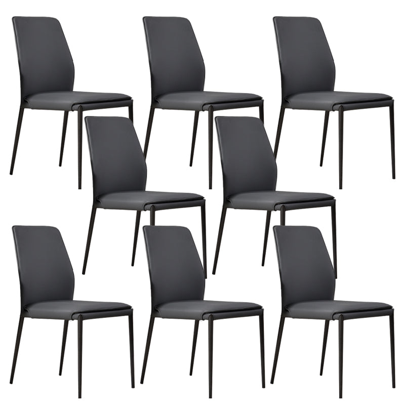 Faux Leather Parsons Dining Chair Dining Room Upholstered Chair Dark Gray 8 Piece Set Clearhalo 'Dining Chairs' 'Dining Tables & Seating' 'dining_chair' 'furn' 'furn_dining_chair' 'Furniture' 'Kitchen & Dining Furniture' 7075149