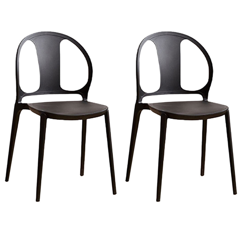Dining Room Plastic Dining Chair Contemporary Stacking Side Chair Black 2 Piece Set Clearhalo 'Dining Chairs' 'Dining Tables & Seating' 'dining_chair' 'furn' 'furn_dining_chair' 'Furniture' 'Kitchen & Dining Furniture' 7075154