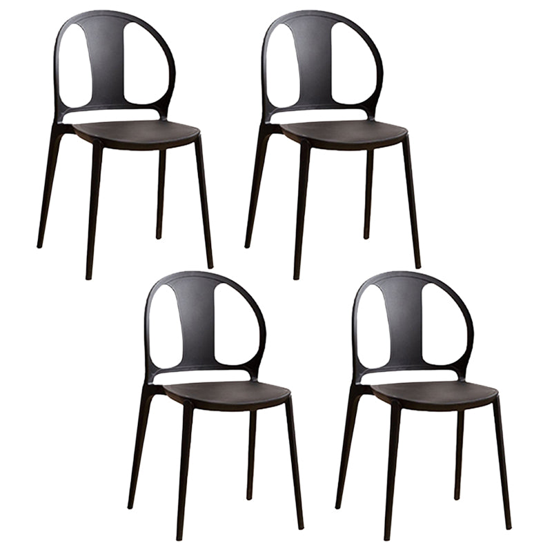 Dining Room Plastic Dining Chair Contemporary Stacking Side Chair Black 4 Piece Set Clearhalo 'Dining Chairs' 'Dining Tables & Seating' 'dining_chair' 'furn' 'furn_dining_chair' 'Furniture' 'Kitchen & Dining Furniture' 7075156