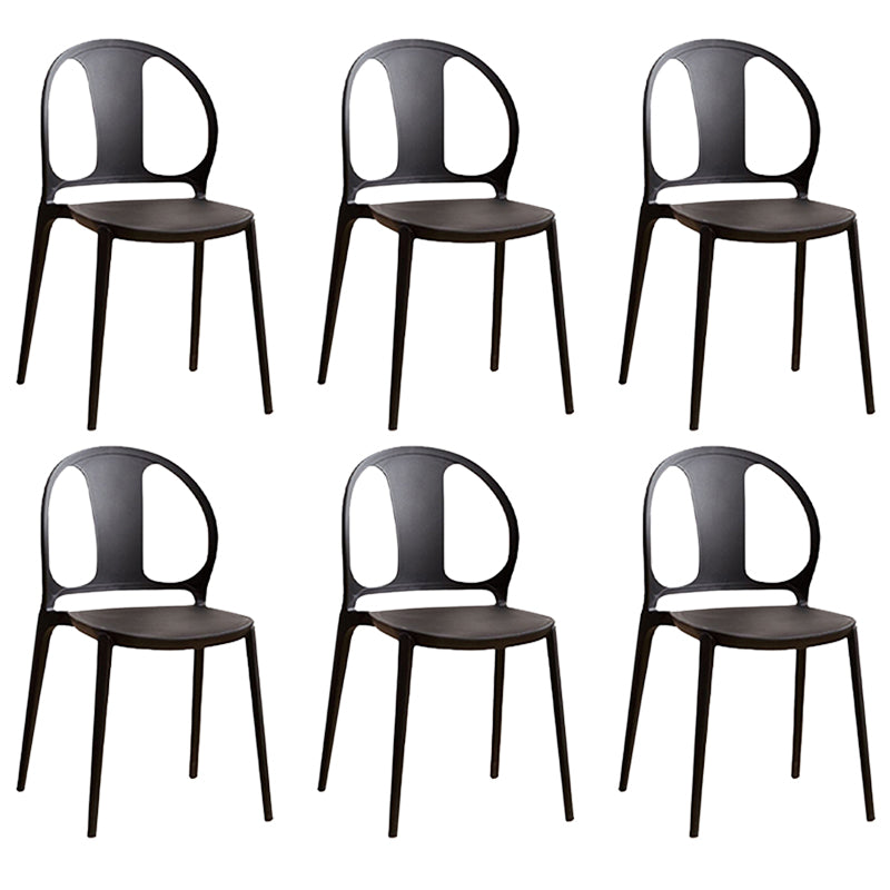 Dining Room Plastic Dining Chair Contemporary Stacking Side Chair Black 6 Piece Set Clearhalo 'Dining Chairs' 'Dining Tables & Seating' 'dining_chair' 'furn' 'furn_dining_chair' 'Furniture' 'Kitchen & Dining Furniture' 7075158
