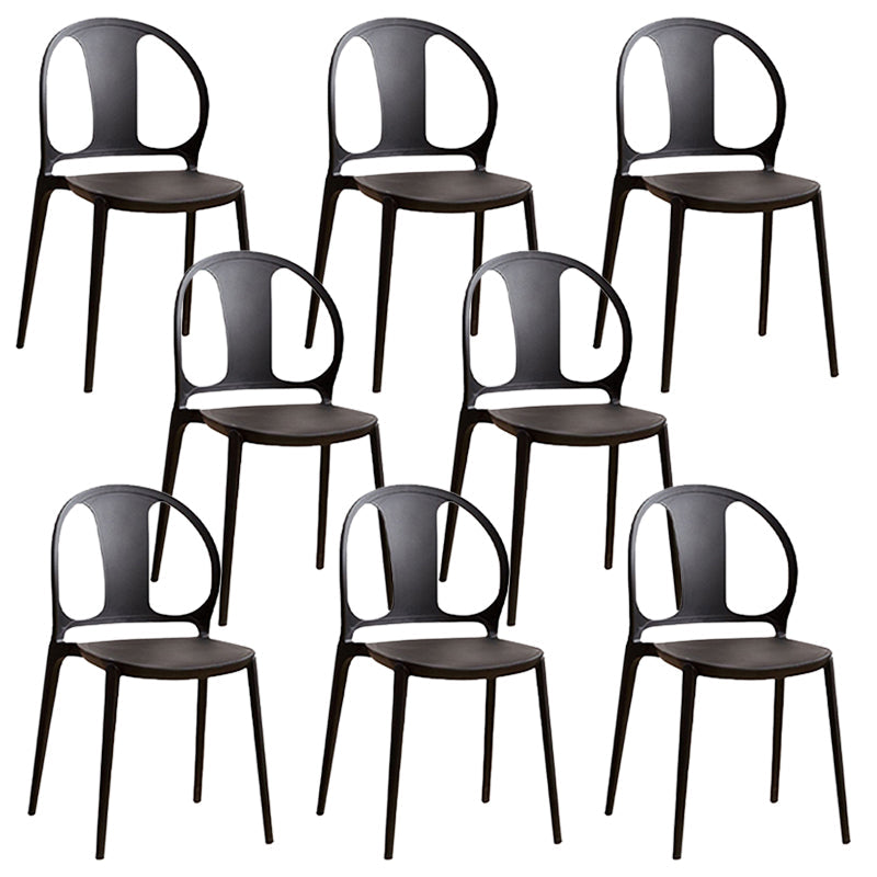 Dining Room Plastic Dining Chair Contemporary Stacking Side Chair Black 8 Piece Set Clearhalo 'Dining Chairs' 'Dining Tables & Seating' 'dining_chair' 'furn' 'furn_dining_chair' 'Furniture' 'Kitchen & Dining Furniture' 7075161