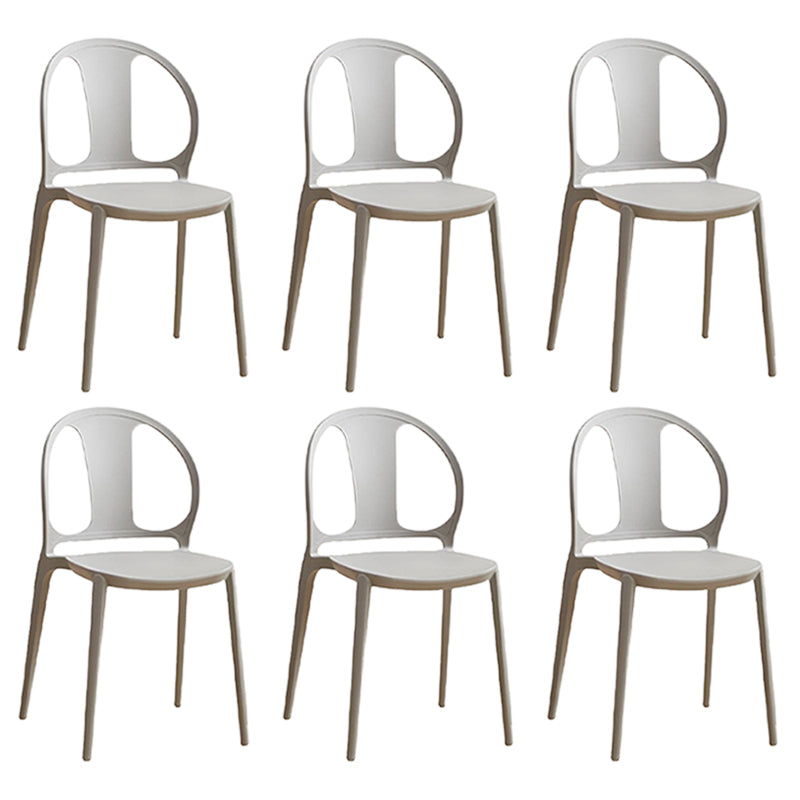 Dining Room Plastic Dining Chair Contemporary Stacking Side Chair Grey 6 Piece Set Clearhalo 'Dining Chairs' 'Dining Tables & Seating' 'dining_chair' 'furn' 'furn_dining_chair' 'Furniture' 'Kitchen & Dining Furniture' 7075169