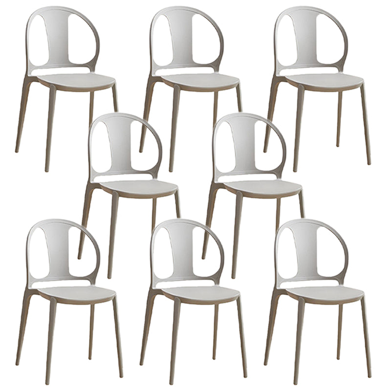 Dining Room Plastic Dining Chair Contemporary Stacking Side Chair Grey 8 Piece Set Clearhalo 'Dining Chairs' 'Dining Tables & Seating' 'dining_chair' 'furn' 'furn_dining_chair' 'Furniture' 'Kitchen & Dining Furniture' 7075170