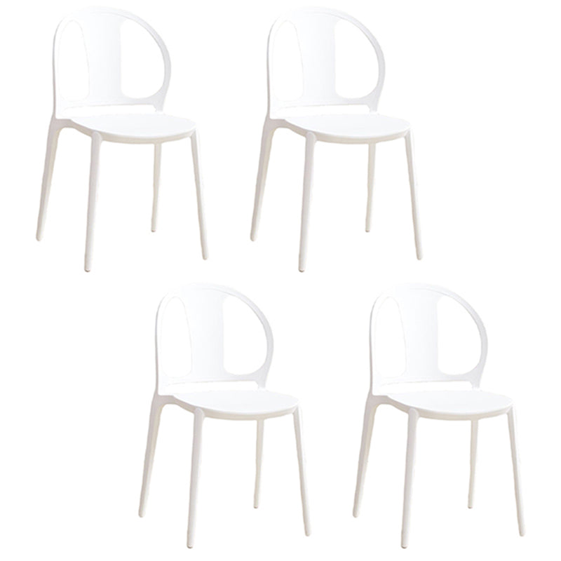 Dining Room Plastic Dining Chair Contemporary Stacking Side Chair White 4 Piece Set Clearhalo 'Dining Chairs' 'Dining Tables & Seating' 'dining_chair' 'furn' 'furn_dining_chair' 'Furniture' 'Kitchen & Dining Furniture' 7075175