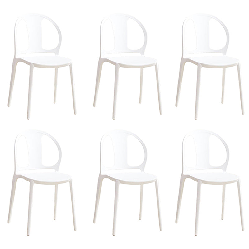 Dining Room Plastic Dining Chair Contemporary Stacking Side Chair White 6 Piece Set Clearhalo 'Dining Chairs' 'Dining Tables & Seating' 'dining_chair' 'furn' 'furn_dining_chair' 'Furniture' 'Kitchen & Dining Furniture' 7075176