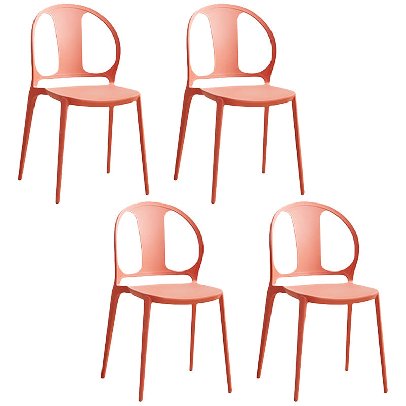 Dining Room Plastic Dining Chair Contemporary Stacking Side Chair Red 4 Piece Set Clearhalo 'Dining Chairs' 'Dining Tables & Seating' 'dining_chair' 'furn' 'furn_dining_chair' 'Furniture' 'Kitchen & Dining Furniture' 7075180