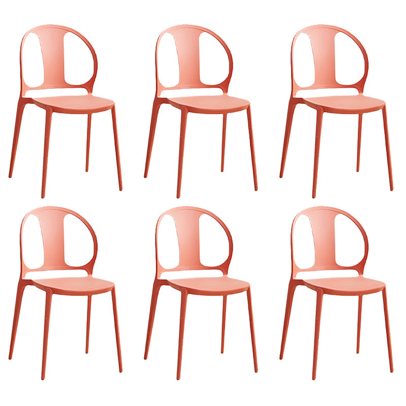 Dining Room Plastic Dining Chair Contemporary Stacking Side Chair Red 6 Piece Set Clearhalo 'Dining Chairs' 'Dining Tables & Seating' 'dining_chair' 'furn' 'furn_dining_chair' 'Furniture' 'Kitchen & Dining Furniture' 7075181