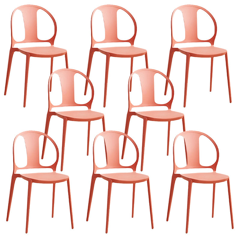 Dining Room Plastic Dining Chair Contemporary Stacking Side Chair Red 8 Piece Set Clearhalo 'Dining Chairs' 'Dining Tables & Seating' 'dining_chair' 'furn' 'furn_dining_chair' 'Furniture' 'Kitchen & Dining Furniture' 7075182