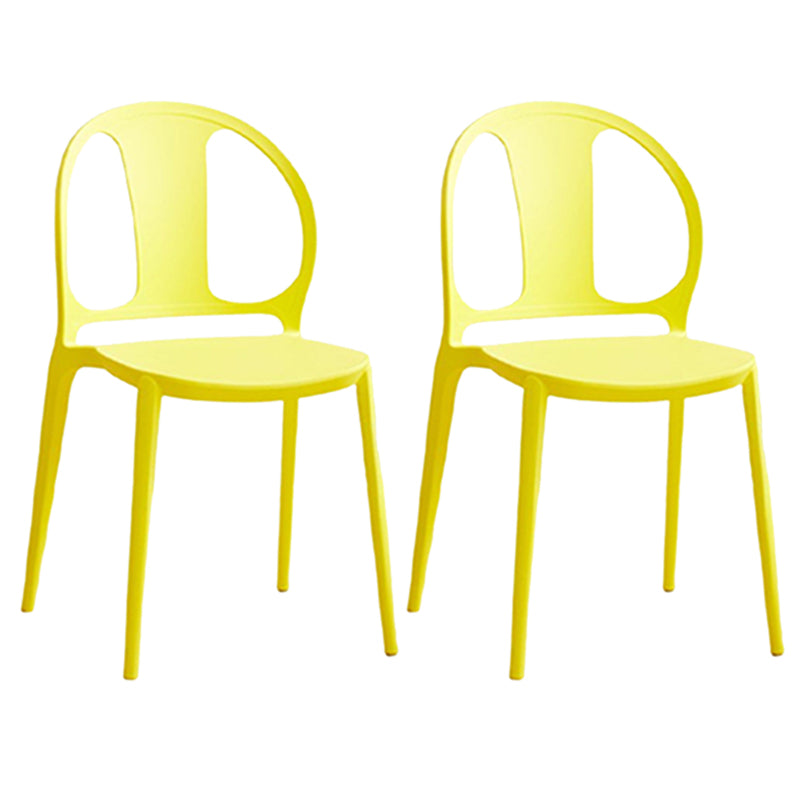 Dining Room Plastic Dining Chair Contemporary Stacking Side Chair Yellow 2 Piece Set Clearhalo 'Dining Chairs' 'Dining Tables & Seating' 'dining_chair' 'furn' 'furn_dining_chair' 'Furniture' 'Kitchen & Dining Furniture' 7075184