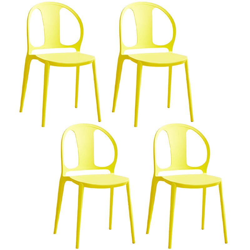 Dining Room Plastic Dining Chair Contemporary Stacking Side Chair Yellow 4 Piece Set Clearhalo 'Dining Chairs' 'Dining Tables & Seating' 'dining_chair' 'furn' 'furn_dining_chair' 'Furniture' 'Kitchen & Dining Furniture' 7075185