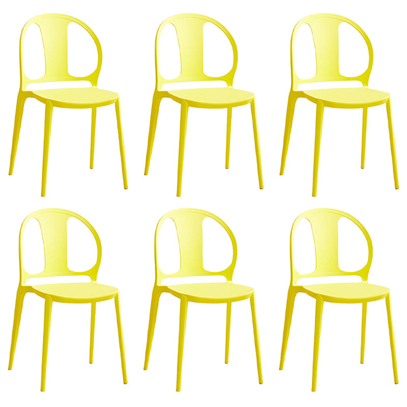 Dining Room Plastic Dining Chair Contemporary Stacking Side Chair Yellow 6 Piece Set Clearhalo 'Dining Chairs' 'Dining Tables & Seating' 'dining_chair' 'furn' 'furn_dining_chair' 'Furniture' 'Kitchen & Dining Furniture' 7075186