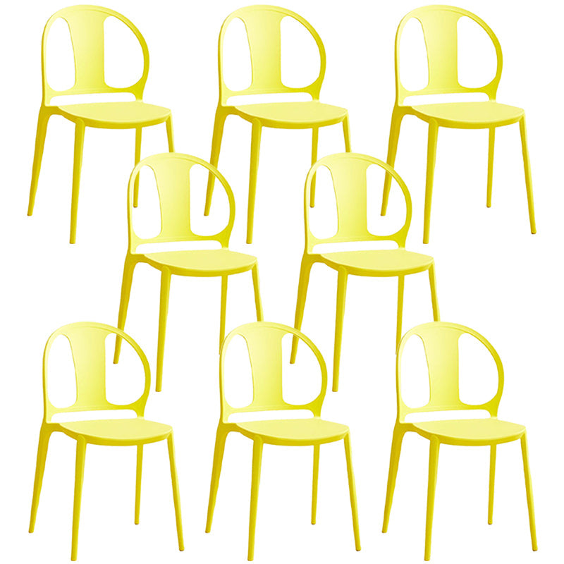 Dining Room Plastic Dining Chair Contemporary Stacking Side Chair Yellow 8 Piece Set Clearhalo 'Dining Chairs' 'Dining Tables & Seating' 'dining_chair' 'furn' 'furn_dining_chair' 'Furniture' 'Kitchen & Dining Furniture' 7075187