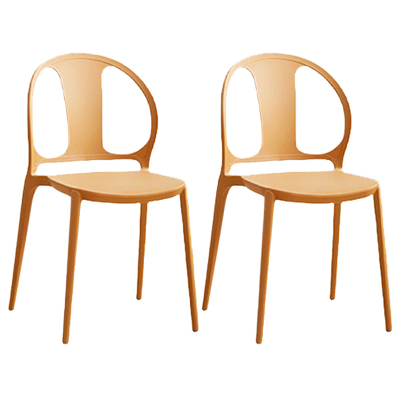 Dining Room Plastic Dining Chair Contemporary Stacking Side Chair Brown 2 Piece Set Clearhalo 'Dining Chairs' 'Dining Tables & Seating' 'dining_chair' 'furn' 'furn_dining_chair' 'Furniture' 'Kitchen & Dining Furniture' 7075189