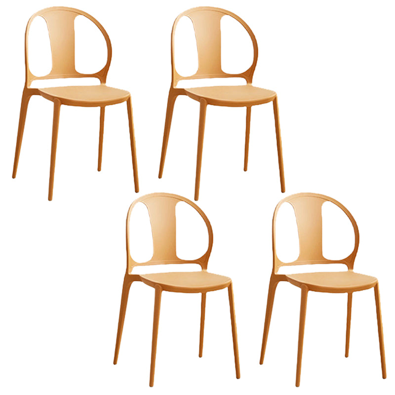Dining Room Plastic Dining Chair Contemporary Stacking Side Chair Brown 4 Piece Set Clearhalo 'Dining Chairs' 'Dining Tables & Seating' 'dining_chair' 'furn' 'furn_dining_chair' 'Furniture' 'Kitchen & Dining Furniture' 7075190