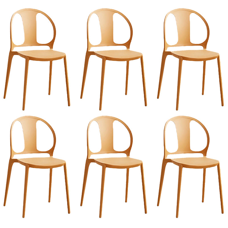 Dining Room Plastic Dining Chair Contemporary Stacking Side Chair Brown 6 Piece Set Clearhalo 'Dining Chairs' 'Dining Tables & Seating' 'dining_chair' 'furn' 'furn_dining_chair' 'Furniture' 'Kitchen & Dining Furniture' 7075191