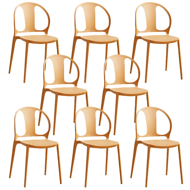 Dining Room Plastic Dining Chair Contemporary Stacking Side Chair Brown 8 Piece Set Clearhalo 'Dining Chairs' 'Dining Tables & Seating' 'dining_chair' 'furn' 'furn_dining_chair' 'Furniture' 'Kitchen & Dining Furniture' 7075192