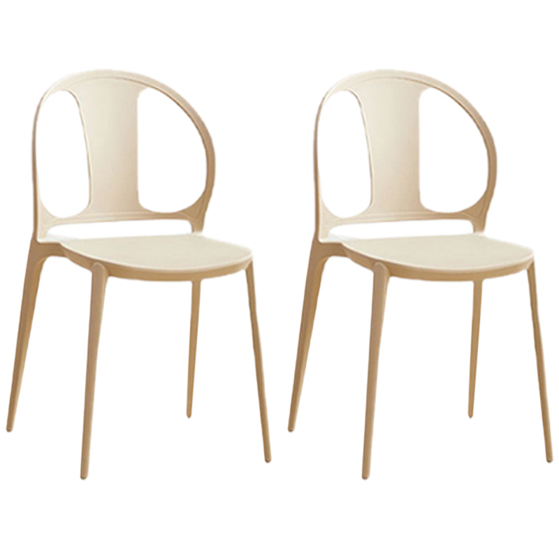 Dining Room Plastic Dining Chair Contemporary Stacking Side Chair Khaki 2 Piece Set Clearhalo 'Dining Chairs' 'Dining Tables & Seating' 'dining_chair' 'furn' 'furn_dining_chair' 'Furniture' 'Kitchen & Dining Furniture' 7075204