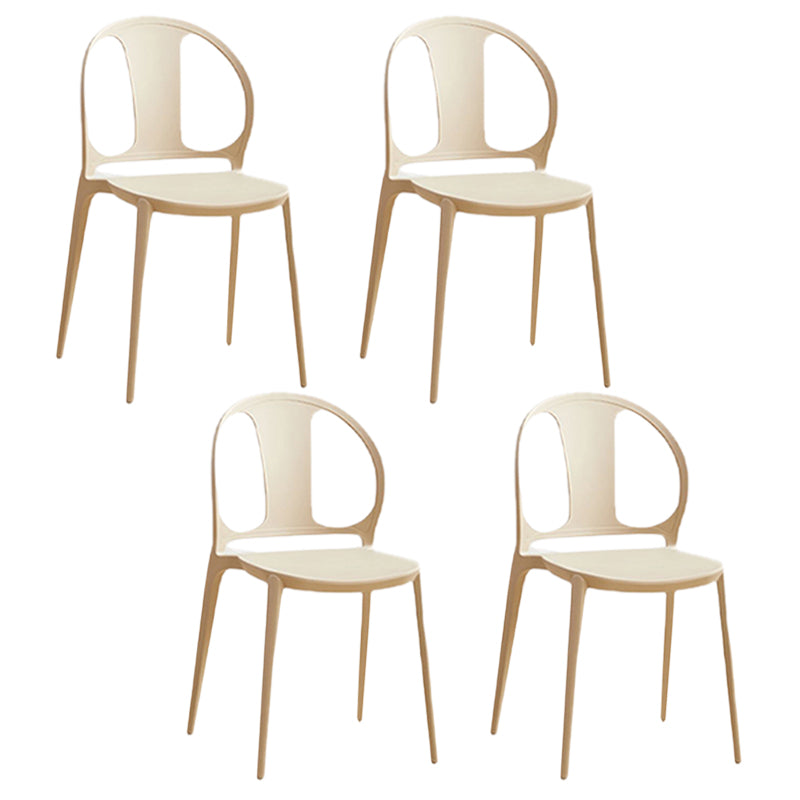 Dining Room Plastic Dining Chair Contemporary Stacking Side Chair Khaki 4 Piece Set Clearhalo 'Dining Chairs' 'Dining Tables & Seating' 'dining_chair' 'furn' 'furn_dining_chair' 'Furniture' 'Kitchen & Dining Furniture' 7075205