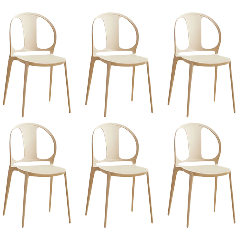Dining Room Plastic Dining Chair Contemporary Stacking Side Chair Khaki 6 Piece Set Clearhalo 'Dining Chairs' 'Dining Tables & Seating' 'dining_chair' 'furn' 'furn_dining_chair' 'Furniture' 'Kitchen & Dining Furniture' 7075206
