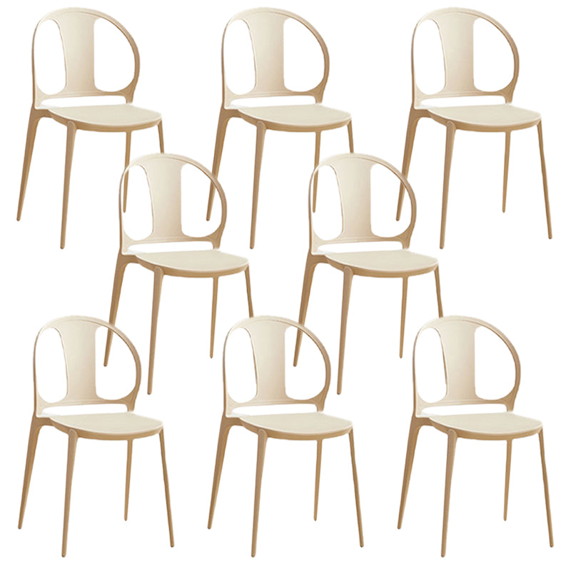 Dining Room Plastic Dining Chair Contemporary Stacking Side Chair Khaki 8 Piece Set Clearhalo 'Dining Chairs' 'Dining Tables & Seating' 'dining_chair' 'furn' 'furn_dining_chair' 'Furniture' 'Kitchen & Dining Furniture' 7075207