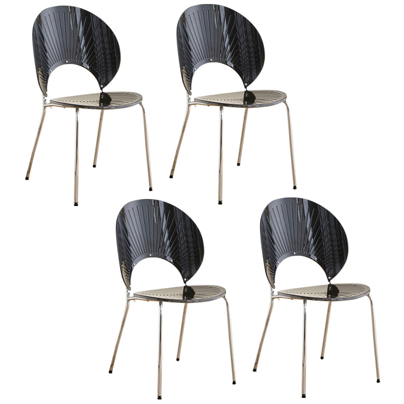 Open Back Dining Side Chair Contemporary Dining Armless Chair Black 4 Piece Set Clearhalo 'Dining Chairs' 'Dining Tables & Seating' 'dining_chair' 'furn' 'furn_dining_chair' 'Furniture' 'Kitchen & Dining Furniture' 7075213