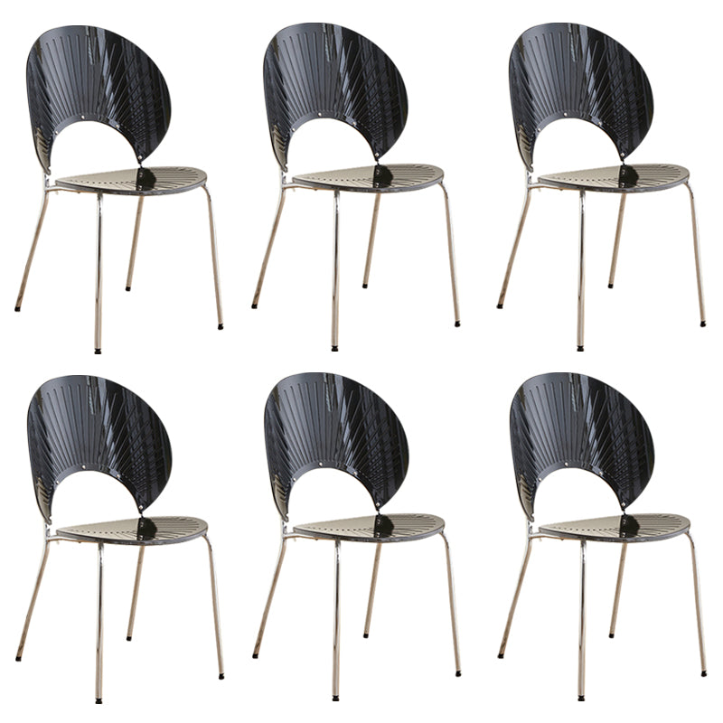 Open Back Dining Side Chair Contemporary Dining Armless Chair Black 6 Piece Set Clearhalo 'Dining Chairs' 'Dining Tables & Seating' 'dining_chair' 'furn' 'furn_dining_chair' 'Furniture' 'Kitchen & Dining Furniture' 7075215