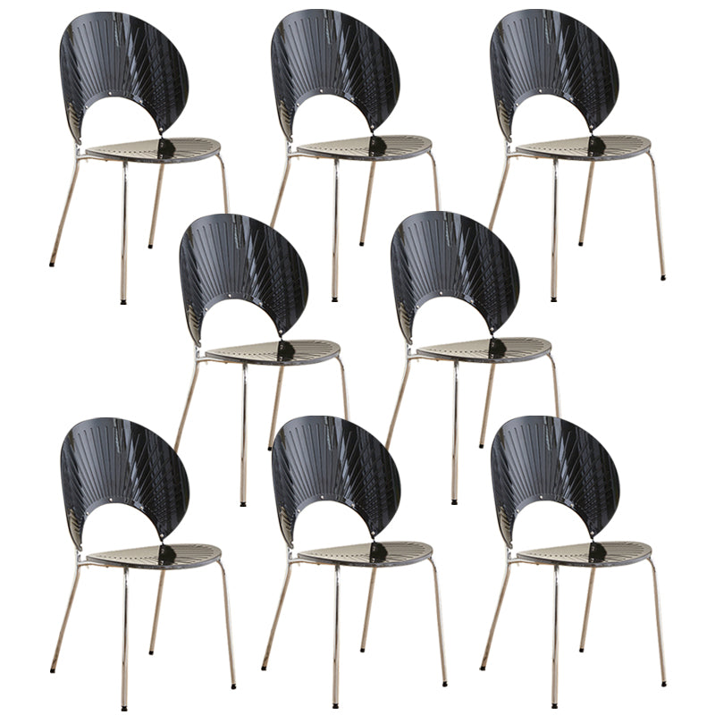Open Back Dining Side Chair Contemporary Dining Armless Chair Black 8 Piece Set Clearhalo 'Dining Chairs' 'Dining Tables & Seating' 'dining_chair' 'furn' 'furn_dining_chair' 'Furniture' 'Kitchen & Dining Furniture' 7075217