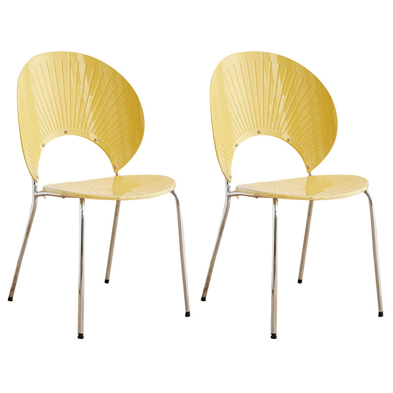 Open Back Dining Side Chair Contemporary Dining Armless Chair Yellow 2 Piece Set Clearhalo 'Dining Chairs' 'Dining Tables & Seating' 'dining_chair' 'furn' 'furn_dining_chair' 'Furniture' 'Kitchen & Dining Furniture' 7075231