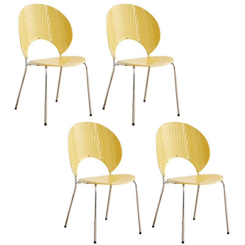 Open Back Dining Side Chair Contemporary Dining Armless Chair Yellow 4 Piece Set Clearhalo 'Dining Chairs' 'Dining Tables & Seating' 'dining_chair' 'furn' 'furn_dining_chair' 'Furniture' 'Kitchen & Dining Furniture' 7075234