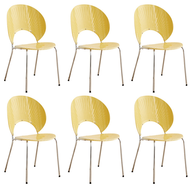 Open Back Dining Side Chair Contemporary Dining Armless Chair Yellow 6 Piece Set Clearhalo 'Dining Chairs' 'Dining Tables & Seating' 'dining_chair' 'furn' 'furn_dining_chair' 'Furniture' 'Kitchen & Dining Furniture' 7075235