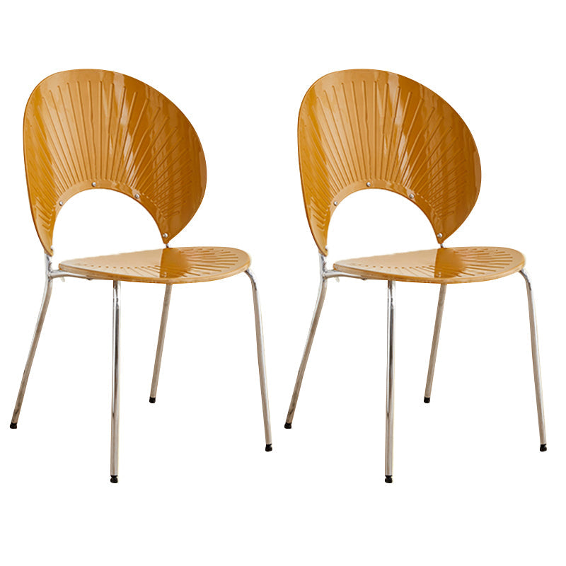 Open Back Dining Side Chair Contemporary Dining Armless Chair Orange 2 Piece Set Clearhalo 'Dining Chairs' 'Dining Tables & Seating' 'dining_chair' 'furn' 'furn_dining_chair' 'Furniture' 'Kitchen & Dining Furniture' 7075238