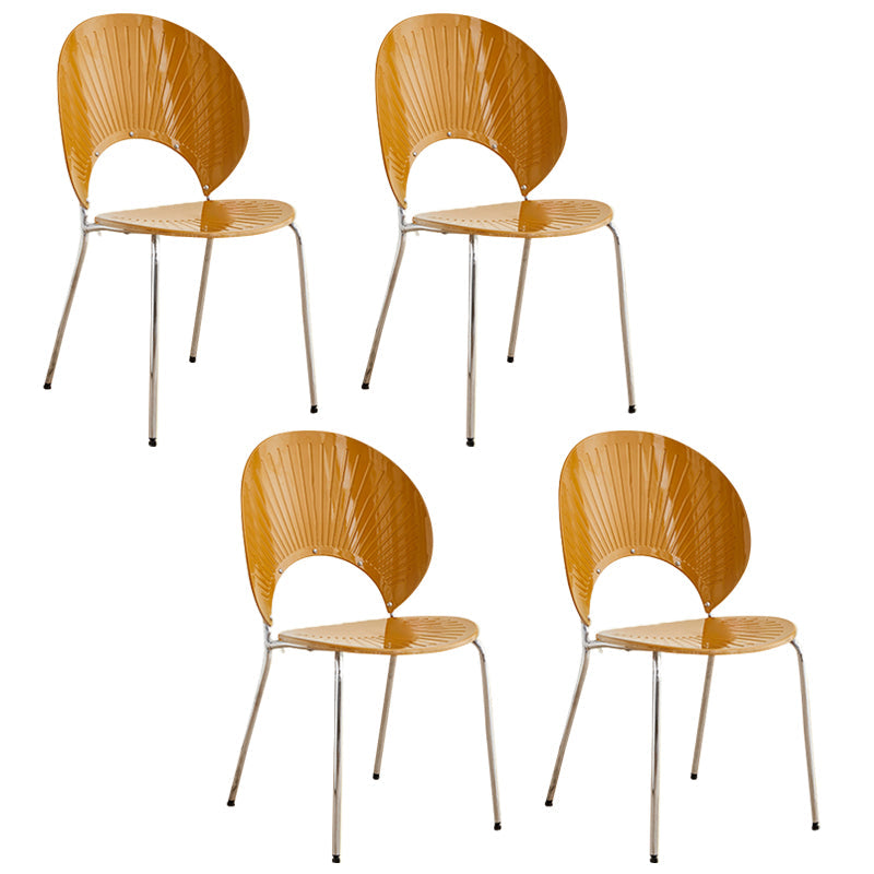 Open Back Dining Side Chair Contemporary Dining Armless Chair Orange 4 Piece Set Clearhalo 'Dining Chairs' 'Dining Tables & Seating' 'dining_chair' 'furn' 'furn_dining_chair' 'Furniture' 'Kitchen & Dining Furniture' 7075239