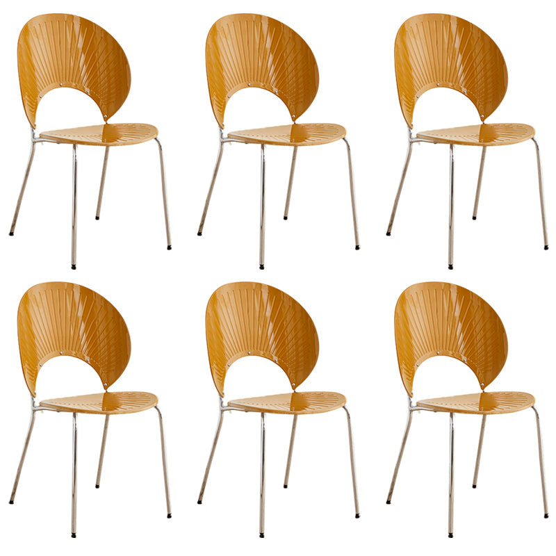 Open Back Dining Side Chair Contemporary Dining Armless Chair Orange 6 Piece Set Clearhalo 'Dining Chairs' 'Dining Tables & Seating' 'dining_chair' 'furn' 'furn_dining_chair' 'Furniture' 'Kitchen & Dining Furniture' 7075240