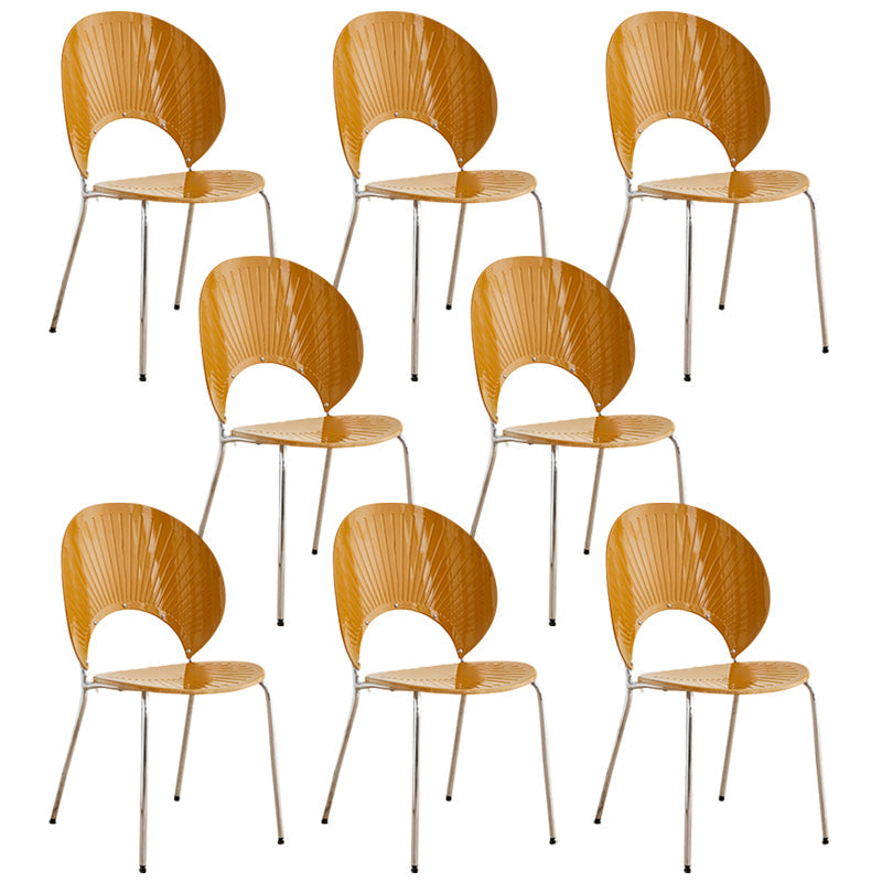 Open Back Dining Side Chair Contemporary Dining Armless Chair Orange 8 Piece Set Clearhalo 'Dining Chairs' 'Dining Tables & Seating' 'dining_chair' 'furn' 'furn_dining_chair' 'Furniture' 'Kitchen & Dining Furniture' 7075241