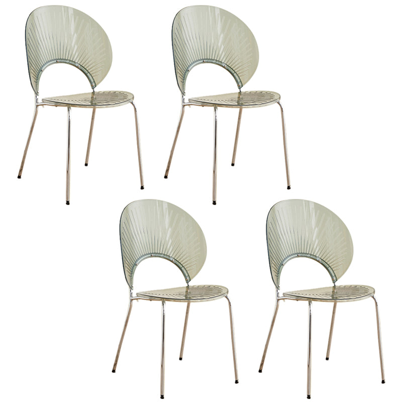 Open Back Dining Side Chair Contemporary Dining Armless Chair Grey 4 Piece Set Clearhalo 'Dining Chairs' 'Dining Tables & Seating' 'dining_chair' 'furn' 'furn_dining_chair' 'Furniture' 'Kitchen & Dining Furniture' 7075254