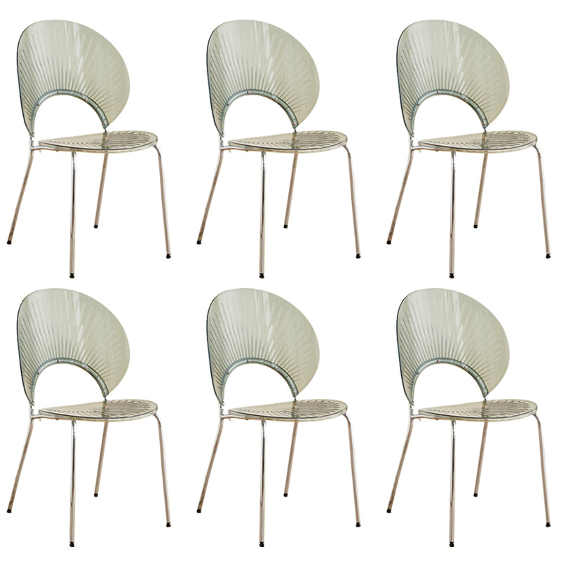 Open Back Dining Side Chair Contemporary Dining Armless Chair Grey 6 Piece Set Clearhalo 'Dining Chairs' 'Dining Tables & Seating' 'dining_chair' 'furn' 'furn_dining_chair' 'Furniture' 'Kitchen & Dining Furniture' 7075255