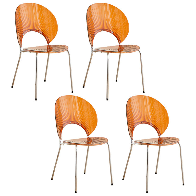 Open Back Dining Side Chair Contemporary Dining Armless Chair Brown 4 Piece Set Clearhalo 'Dining Chairs' 'Dining Tables & Seating' 'dining_chair' 'furn' 'furn_dining_chair' 'Furniture' 'Kitchen & Dining Furniture' 7075259