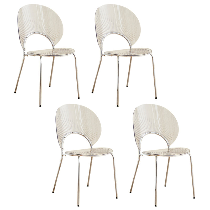 Open Back Dining Side Chair Contemporary Dining Armless Chair Clear 4 Piece Set Clearhalo 'Dining Chairs' 'Dining Tables & Seating' 'dining_chair' 'furn' 'furn_dining_chair' 'Furniture' 'Kitchen & Dining Furniture' 7075264