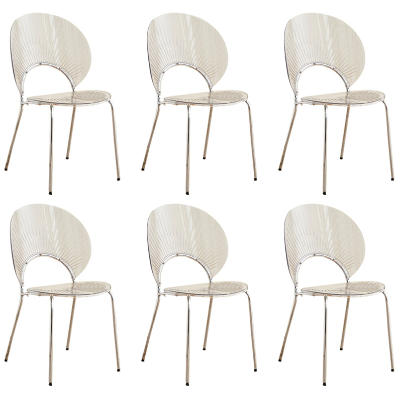Open Back Dining Side Chair Contemporary Dining Armless Chair Clear 6 Piece Set Clearhalo 'Dining Chairs' 'Dining Tables & Seating' 'dining_chair' 'furn' 'furn_dining_chair' 'Furniture' 'Kitchen & Dining Furniture' 7075265