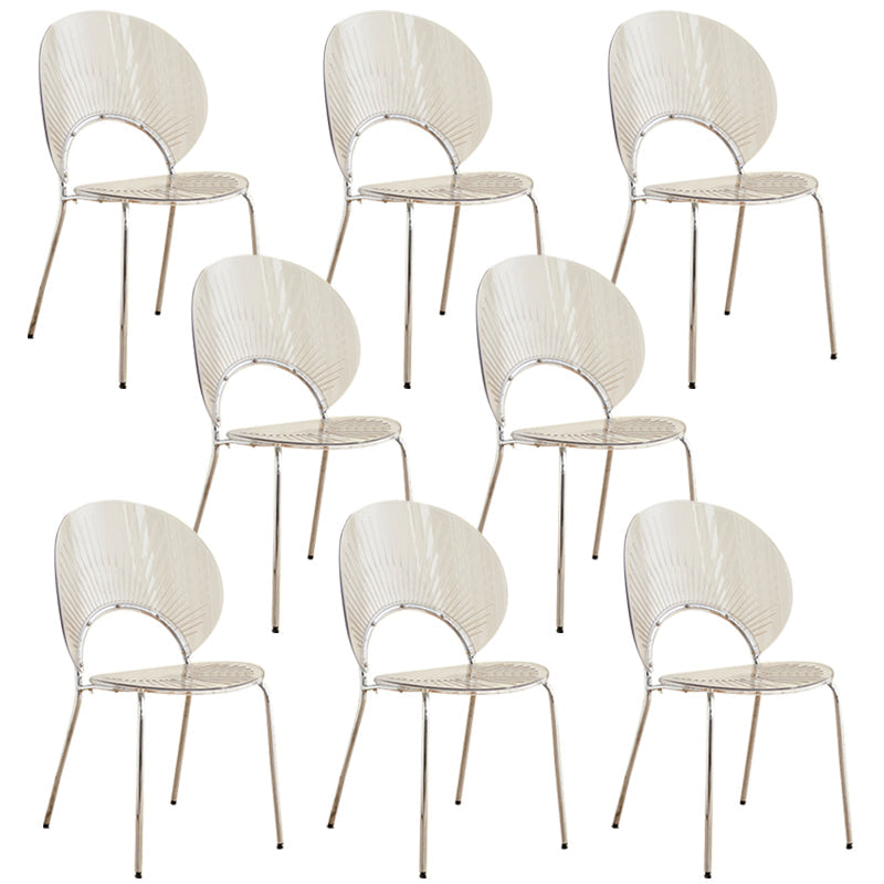 Open Back Dining Side Chair Contemporary Dining Armless Chair Clear 8 Piece Set Clearhalo 'Dining Chairs' 'Dining Tables & Seating' 'dining_chair' 'furn' 'furn_dining_chair' 'Furniture' 'Kitchen & Dining Furniture' 7075266