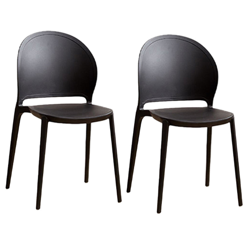 Contemporary Dining Room Dining Chair Plastic Stacking Side Chair Black 2 Piece Set Clearhalo 'Dining Chairs' 'Dining Tables & Seating' 'dining_chair' 'furn' 'furn_dining_chair' 'Furniture' 'Kitchen & Dining Furniture' 7075461